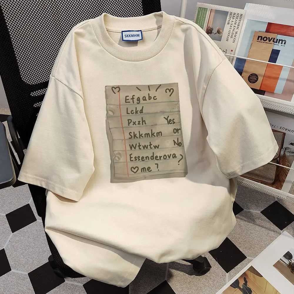 American hip-hop high street men and women trendy personality book print round neck short sleeved couple loose Harajuku top y2k W250117