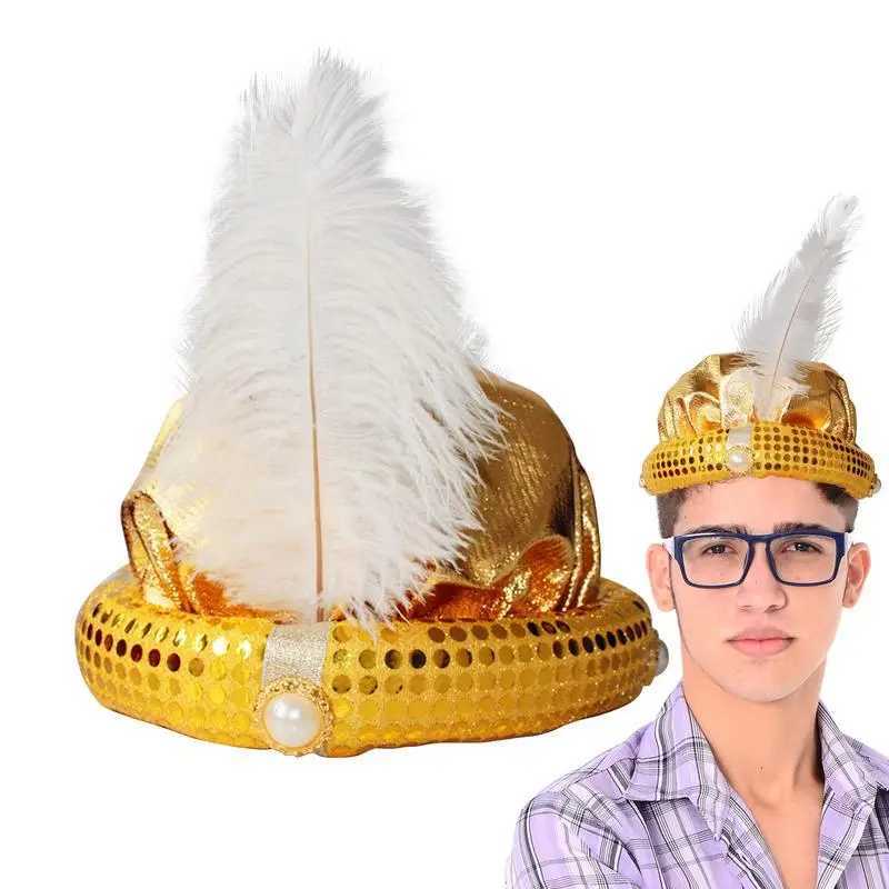 Hat Mythical Role Playing Hat Mens Sudanese Clothing Headwear Scarf Bronze Ethnic Feather Hat Clothing Professional Pattern W250117