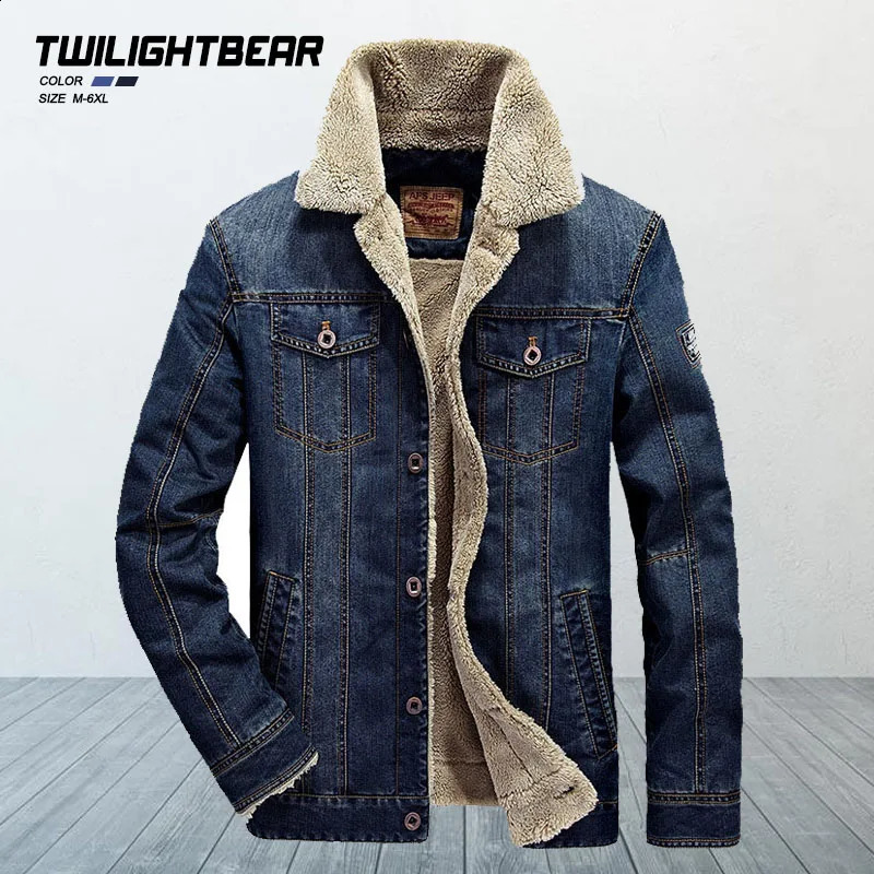 Winter Jackets Men Oversized Fleece Denim Jacket 6XL 7XL Streetwear Thicken Casual Coat Mens Clothing Outerwear AF66009A 250110Z