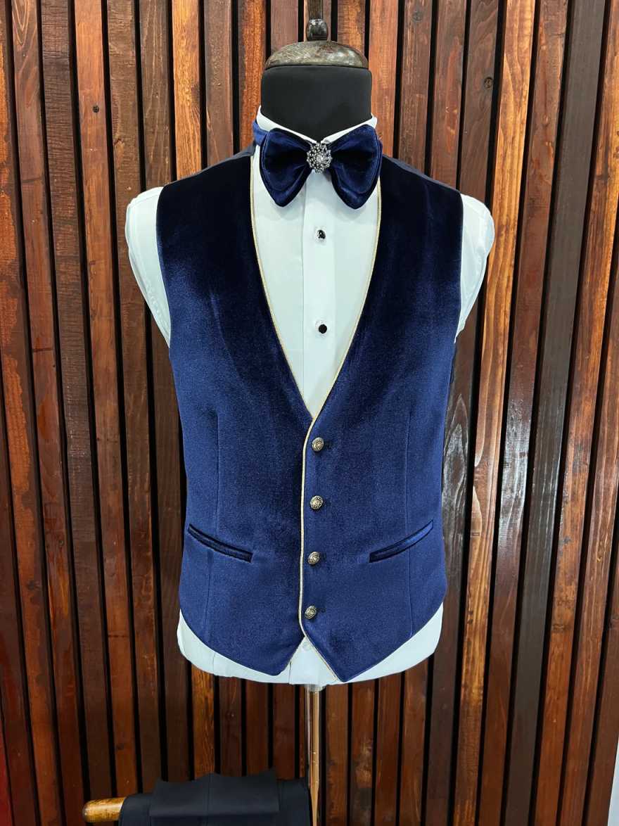 Noble Wedding Tuxedos Velvet One Button Men Suit Shawl Lapel 3 Piece Set Jacket Vest Pants Groom Blazers Customized