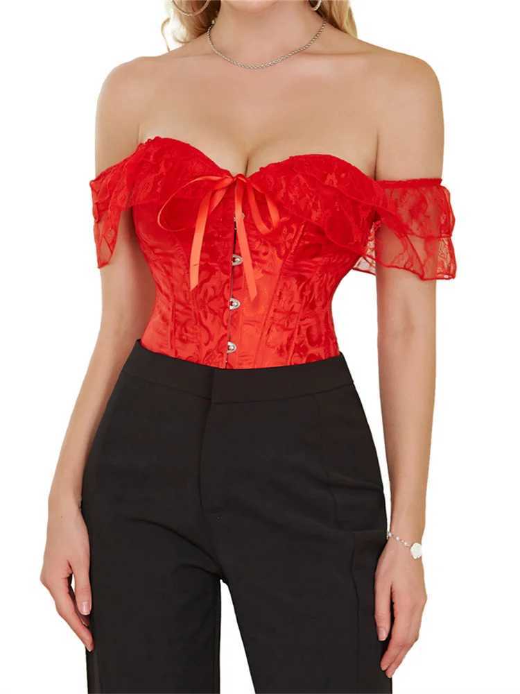 Vintage Corset Women Lace Flounce Slim Waist Fishbone Bandage Bustiers for Wedding Party Dress Shaping Top Harajuku W250120