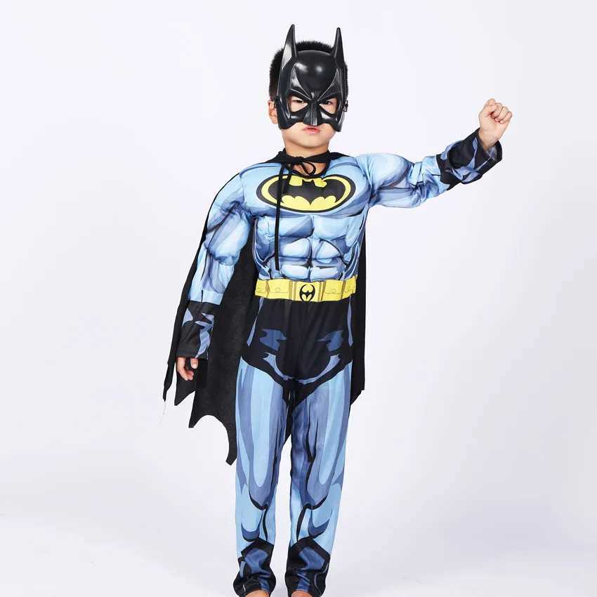 Kids boy Bat Costume with Mask and Cape Halloween Cosplay Costume Movie Character Jumpsuit Bat Dark Knight Rises Dress Up W250117