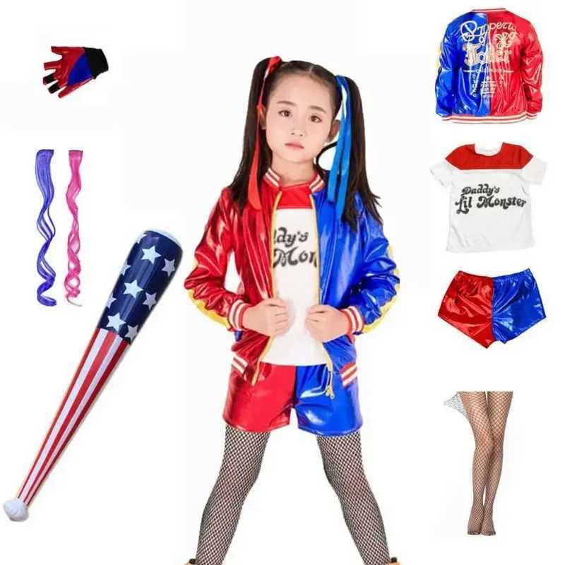Girls Squad Monster Shirt Quinn CoStume Printed Jacket Shirt Pants Gloves Suicide Quinn Cosplay Halloween CoStume W250117