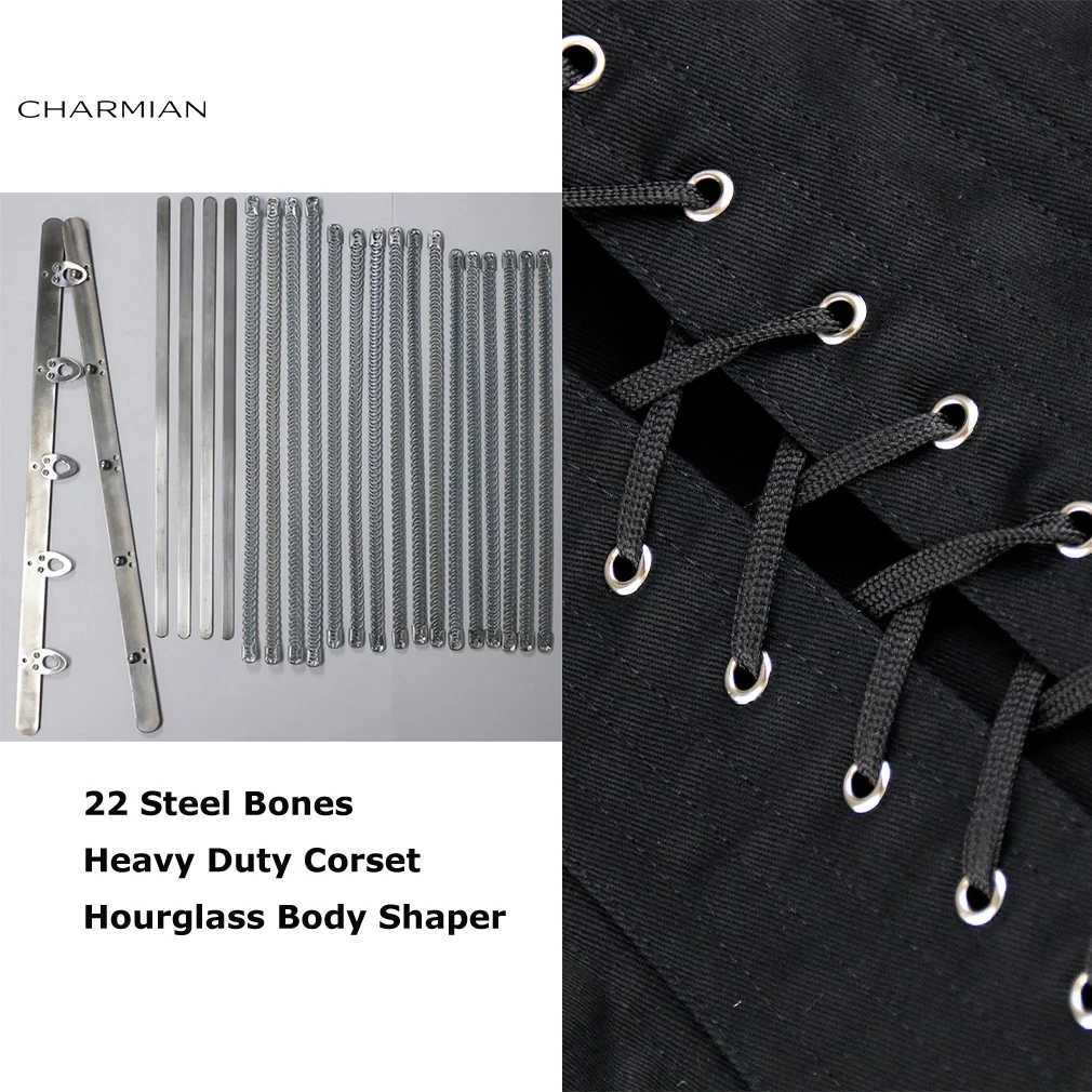 Charmian Black Corsets For Woman Sexy 22 Steel Boned On Torso Plus Size Brocade Hourglass Shapewear White Corset Waist Trainer W250120