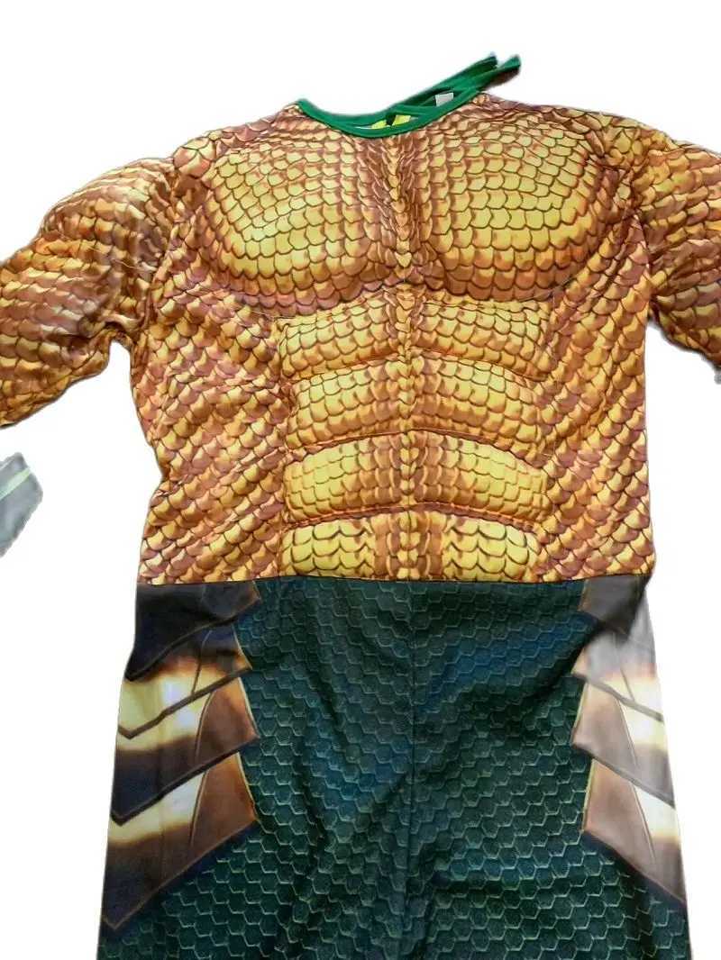 Kids Halloween Anime Costumes Boy Ocean Gold Aquaman Muscle Cosplay Costume Children Superhero Carnival Role play Suit Jumpsuits W250117