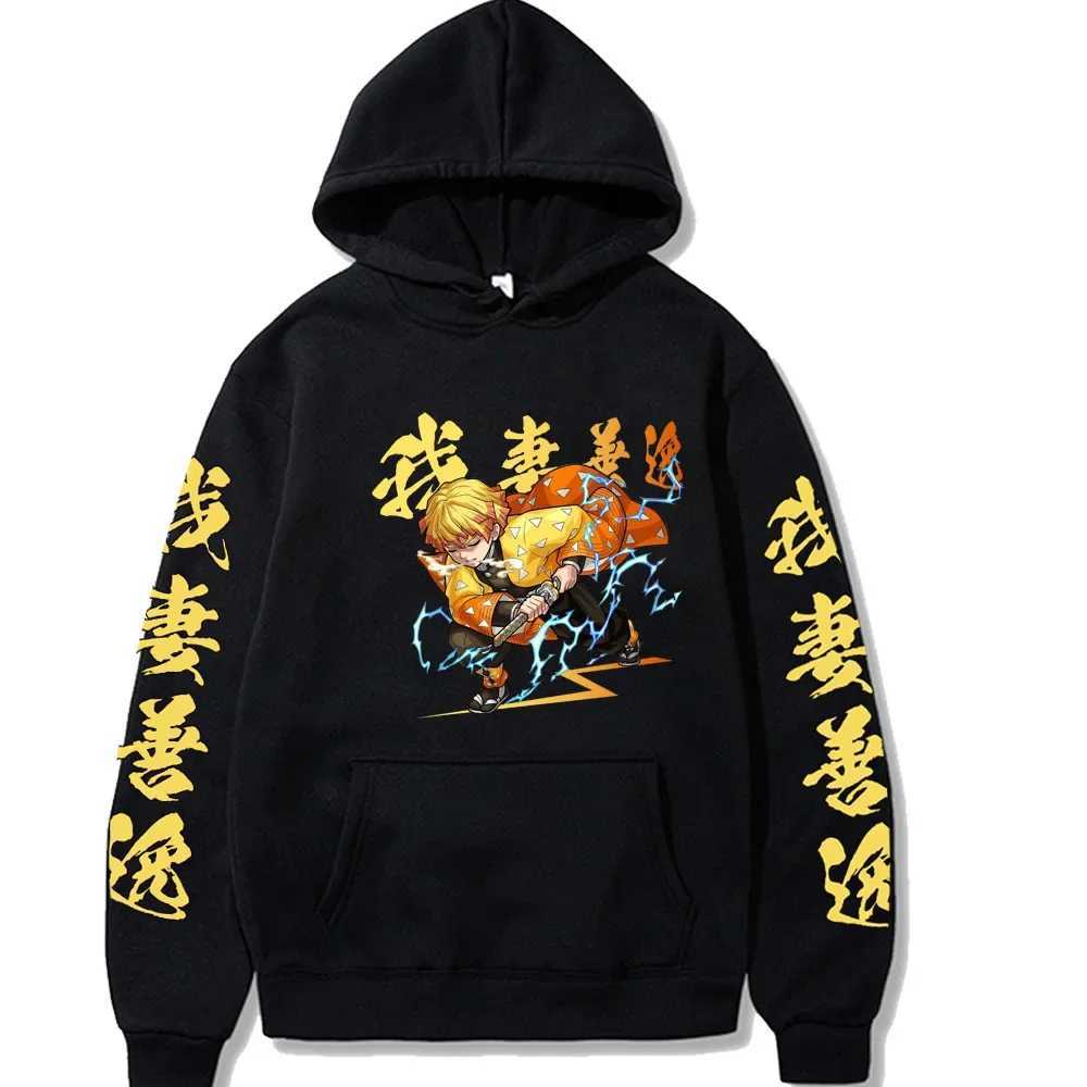 Japanese anime demon killer mens and womens hoodies Kamado Agatsuma Zenitsu printed hoodie Y2k Plus size sweatshirt unisex streetwear W250117