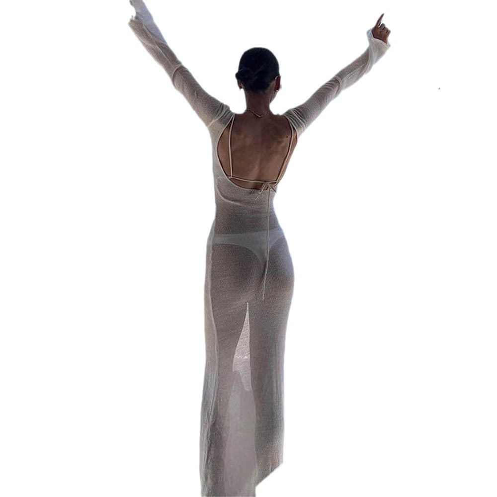 2025 New Designer Elegant Sleeve Sexy Backless Beach Dress Suitable For Women's Summer Vacation Style Dress With High-end Texture