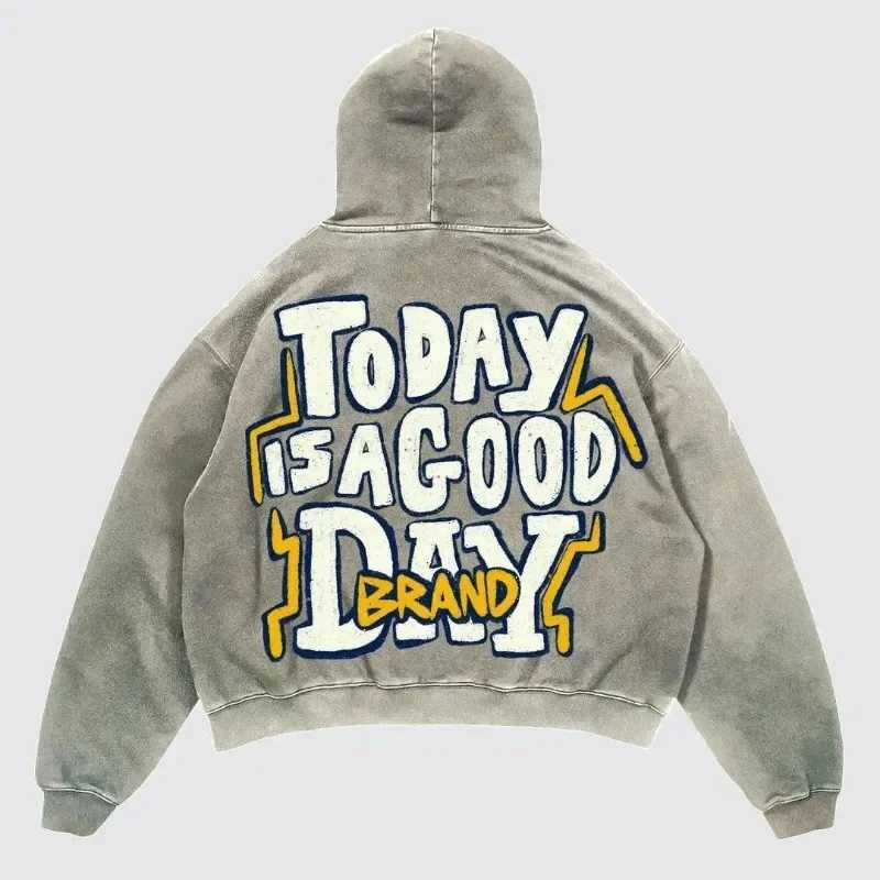 SIRI New Hooded Sports Shirt Y2K Harajuku Pattern Printed Long Sleeve Floral Retro Street Hip Hop Trend Couple Loose Hooded Top W250117