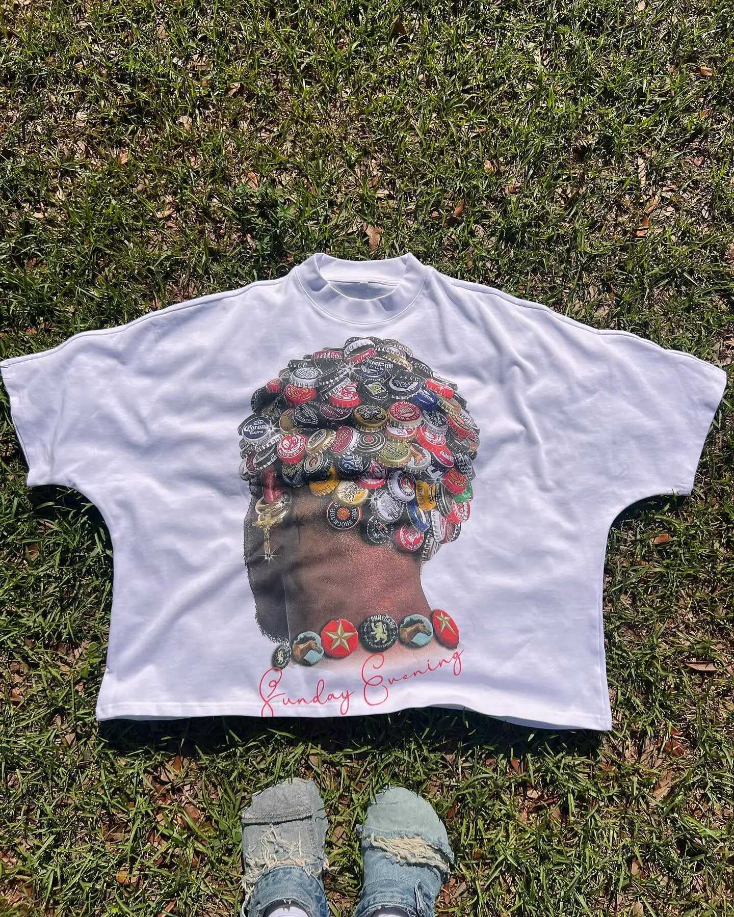 Streetwear TShirt Y2K Clothes American Retro Hip Hop Graphic Print Oversized TShirt Men Women Round Neck Cotton Short Sleeve Top W250117