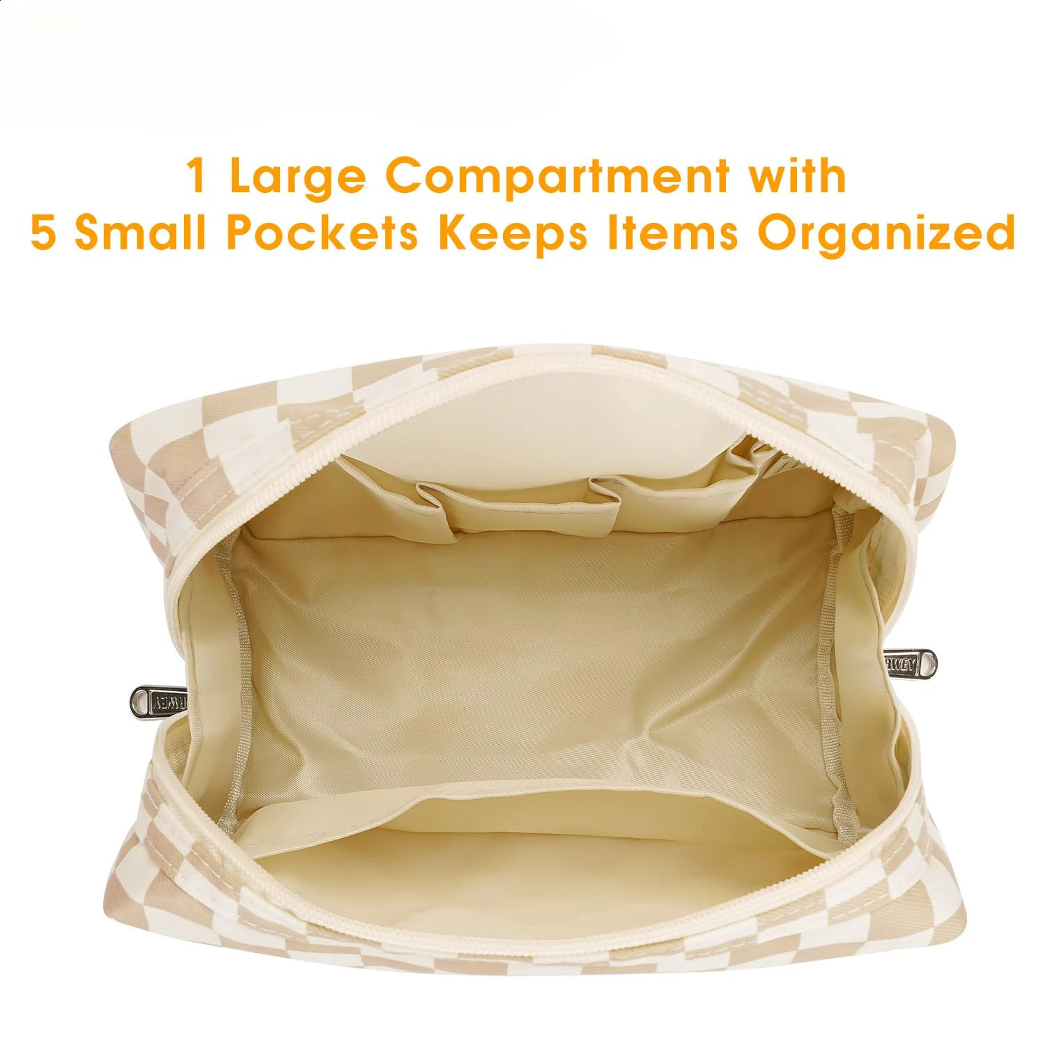 Large Checkered Makeup Bag Zipper Pouch Travel Cosmetic Bag Organizer for Women 250120