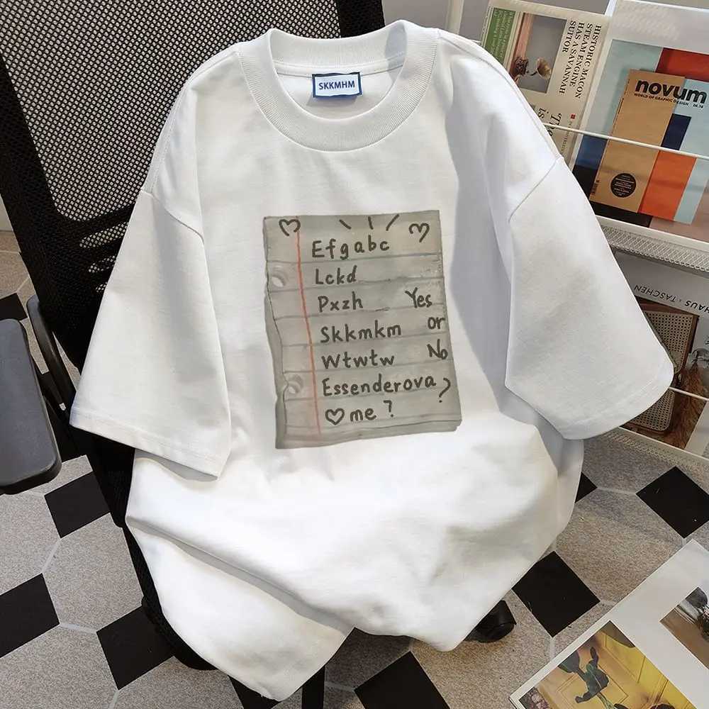 American hip-hop high street men and women trendy personality book print round neck short sleeved couple loose Harajuku top y2k W250117