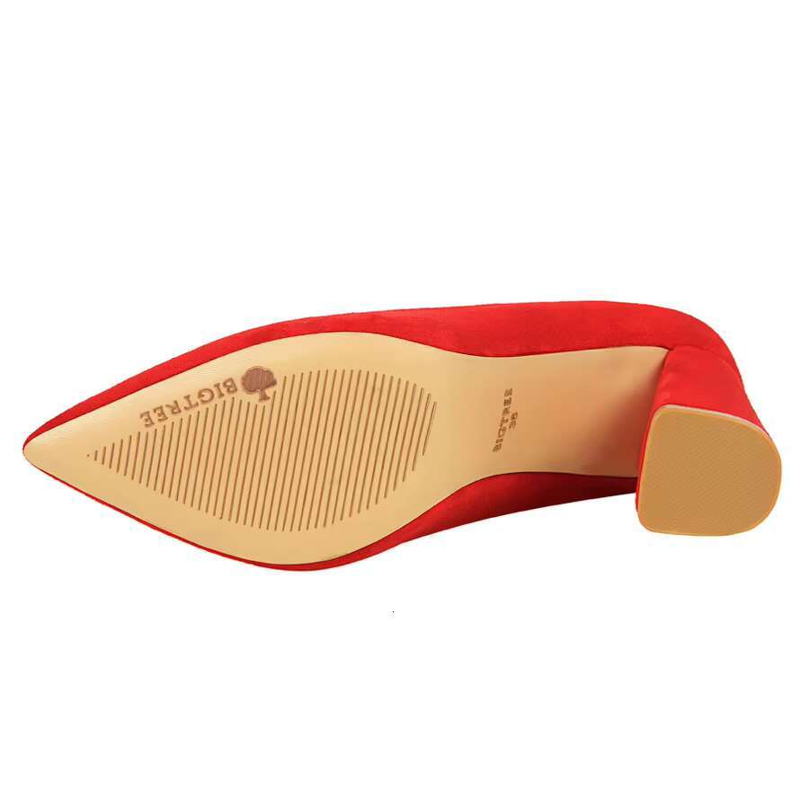 Women 8.5cm High Elegant Pumps Lady Wedding Blo Heels Scarpins Suede Red Brown Nightclub Event Party Office Shoes