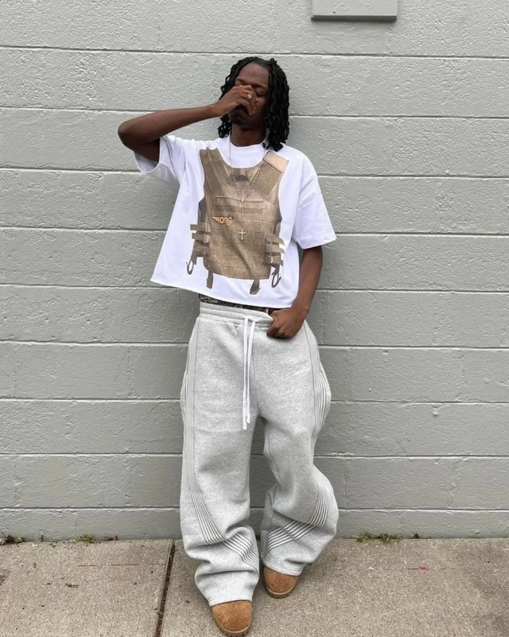 Y2k Street Harajuku Trendy Oversized Trousers Loose Casual Wide Leg Pants Women American Retro Striped Knitted Men 250122