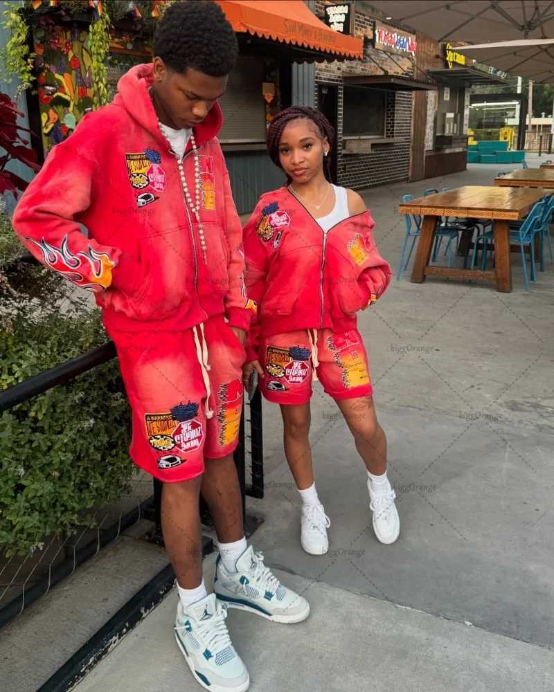 European and American High Street Clothing Y2k Harajuku Fashion Printed Zipper Hoodie Retro Hip-hop Oversized Sweatshirt Men W250117