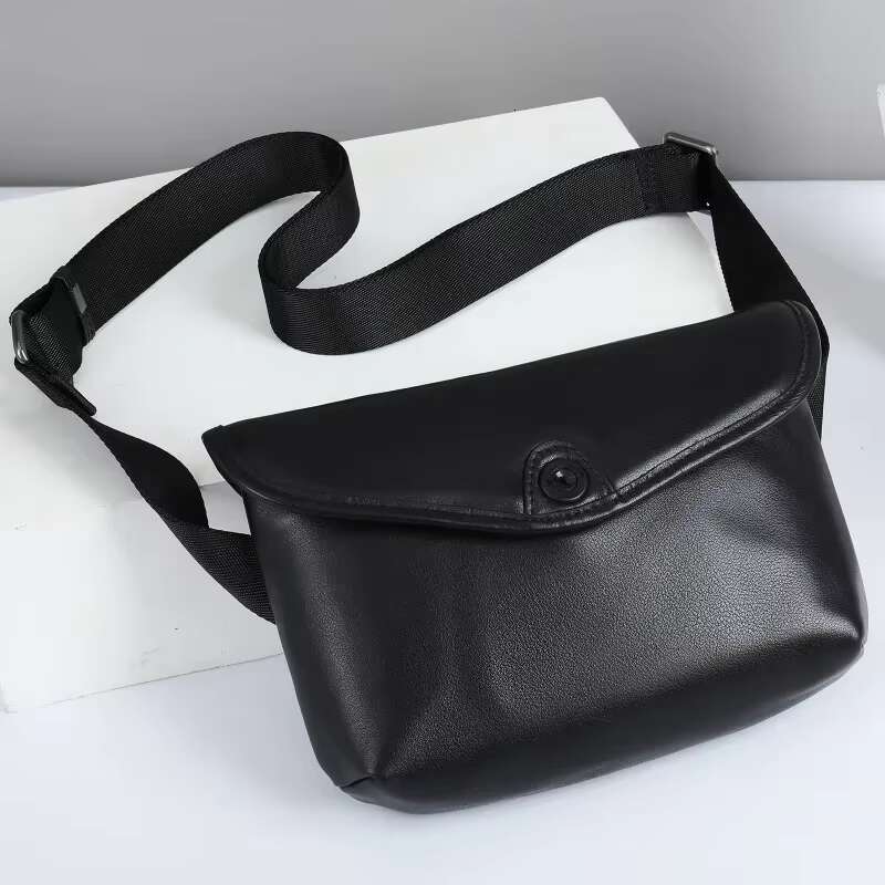 Fashion Men Women Real Cow Leather Shoulder Bag Crossbody Bags Unisex Chest Pack