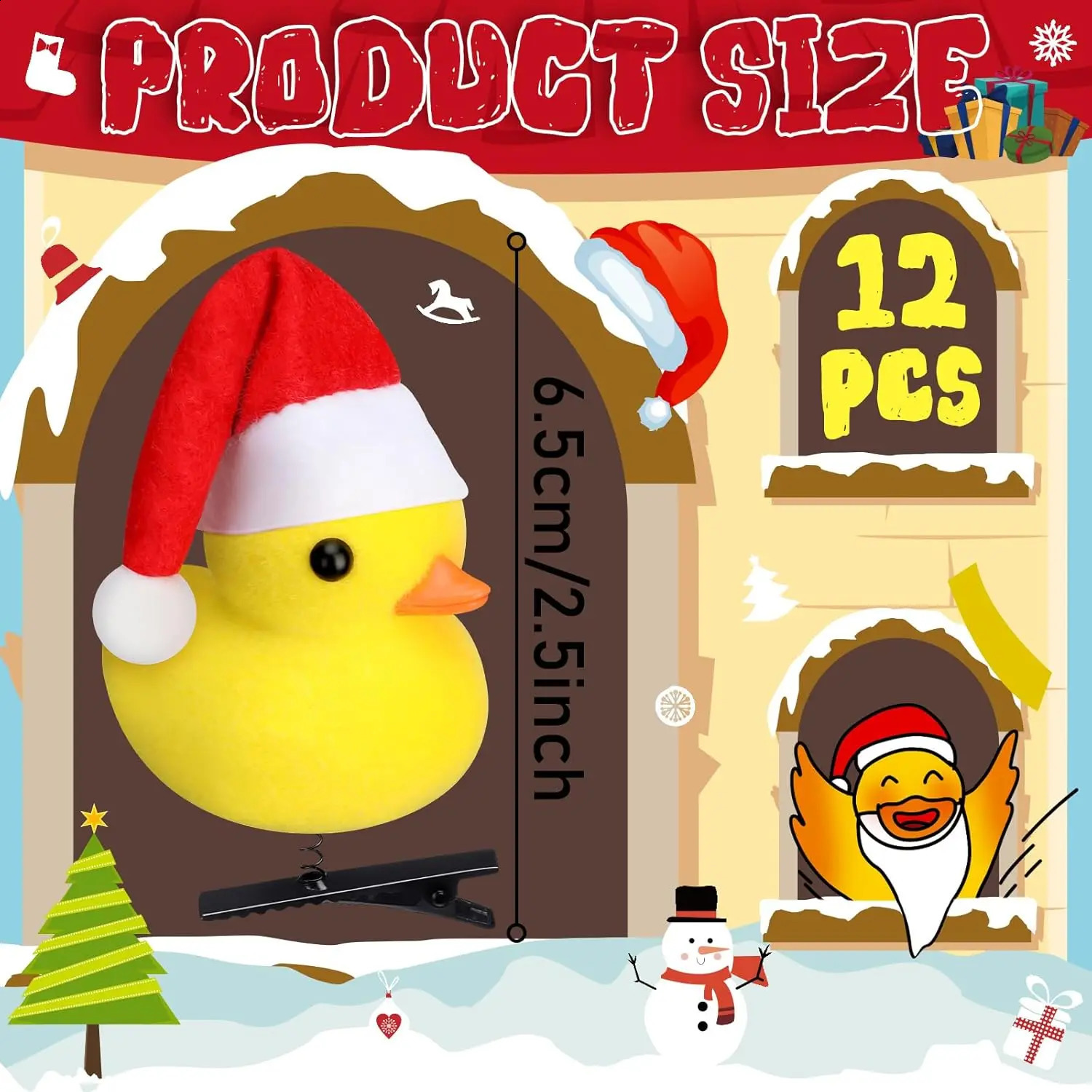 10-100 Pcs Christmas cap Duck Hairpin Clips Kawaii Cartoon Duck Hair Accessories for Women and Men for Christmas Party Props 250120