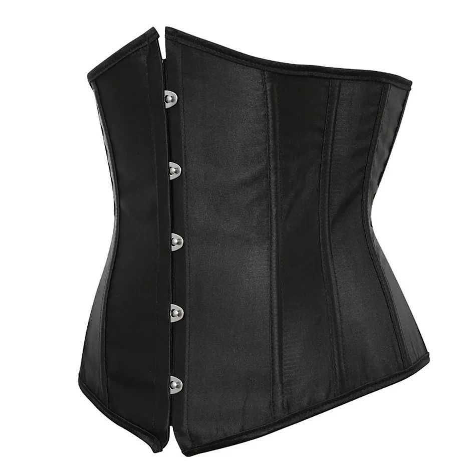 Womens Satin Underbust Corset Bustier Sexy Underwear Waist Slimming Body Shaper Corset Top for Women Steampunk Lace-up Corset W250120