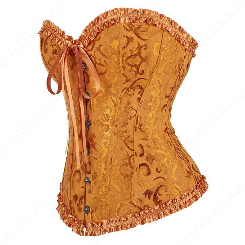 Corsets Top For Women Satin Corset Plus Size Vintage Overbust Corset Orange Burlesque Costumes XS-7XL W250120
