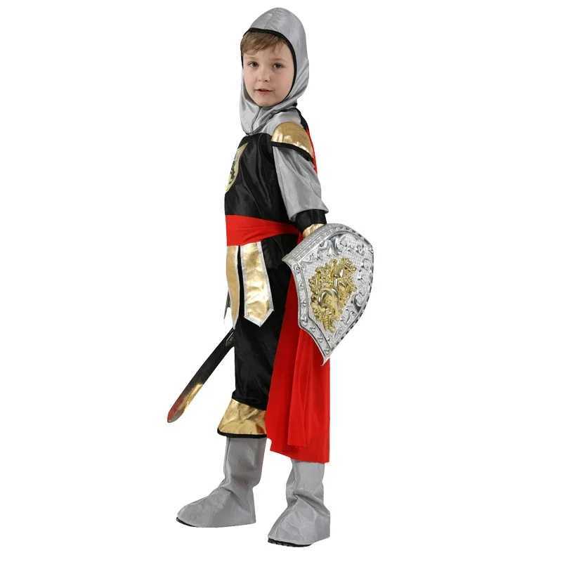 Halloween Kids Royal Warrior Knight Costumes Boys Soldier Children Medieval Roman Cosplay Carnival Party Fancy Dress No Weapons W250117