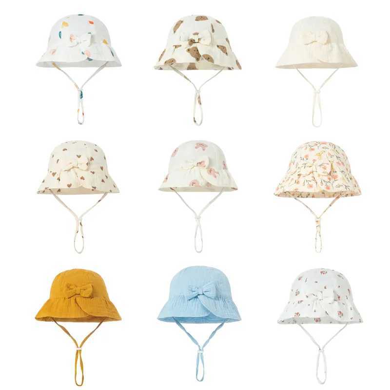 Baby Cotton Bucket Hat New Children Sunscreen Outdoor Caps Boys Girls Print Panama Hat Unisex Beach Fishing Hat For 3-12 Months M250121