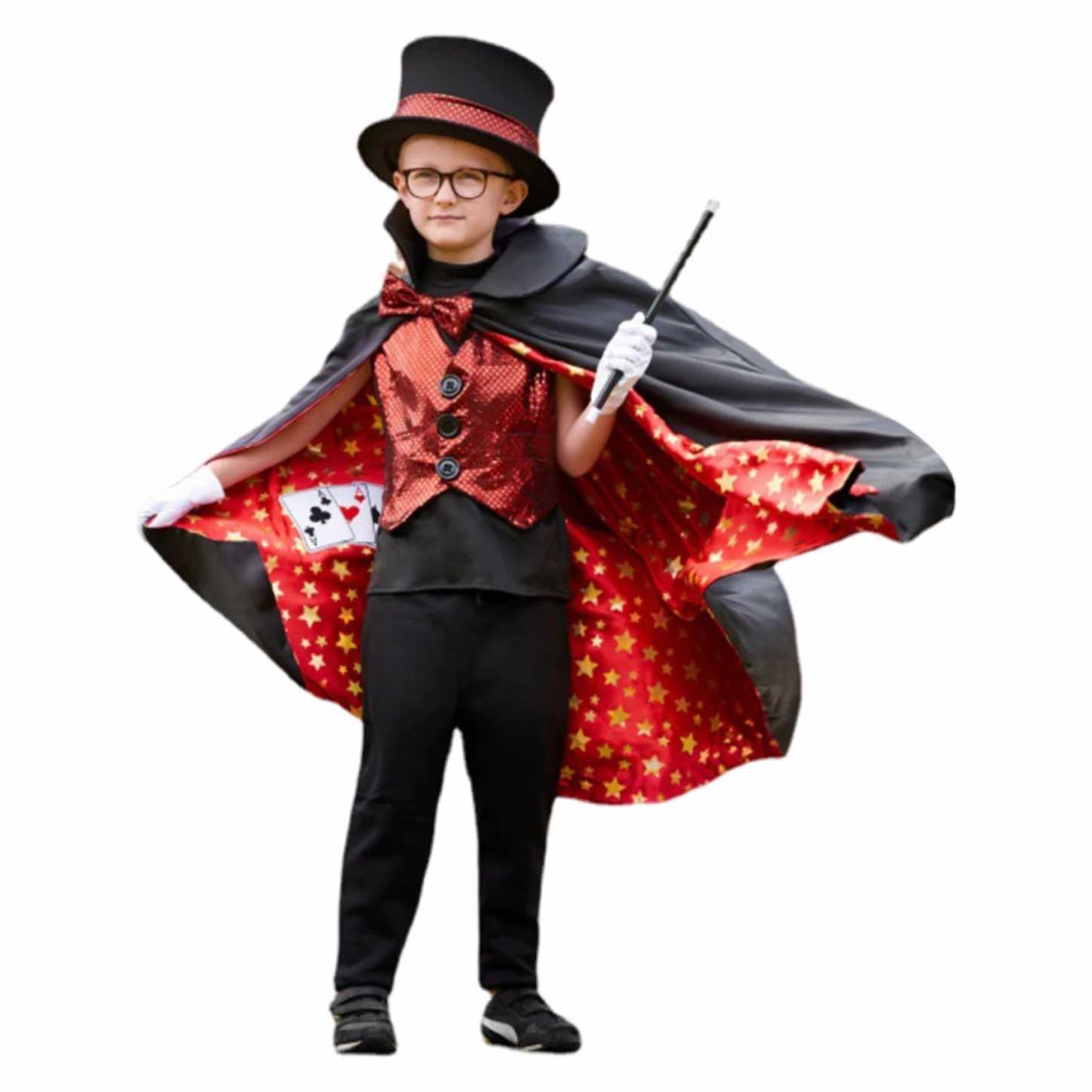 Magician Role Play Cloak Waistcoat Cape Hat Magic Wand Set Cosplay Costume 2024 Jazz Dance Stage Outfit W250117