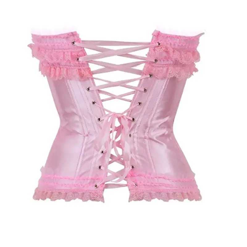 Pink Corsets and Bustiers Women Vintage Lace Ruffled Bow Pinkness Bustier Top Gothic Basques Burlesque Corselet y2k Aesthetic W250120