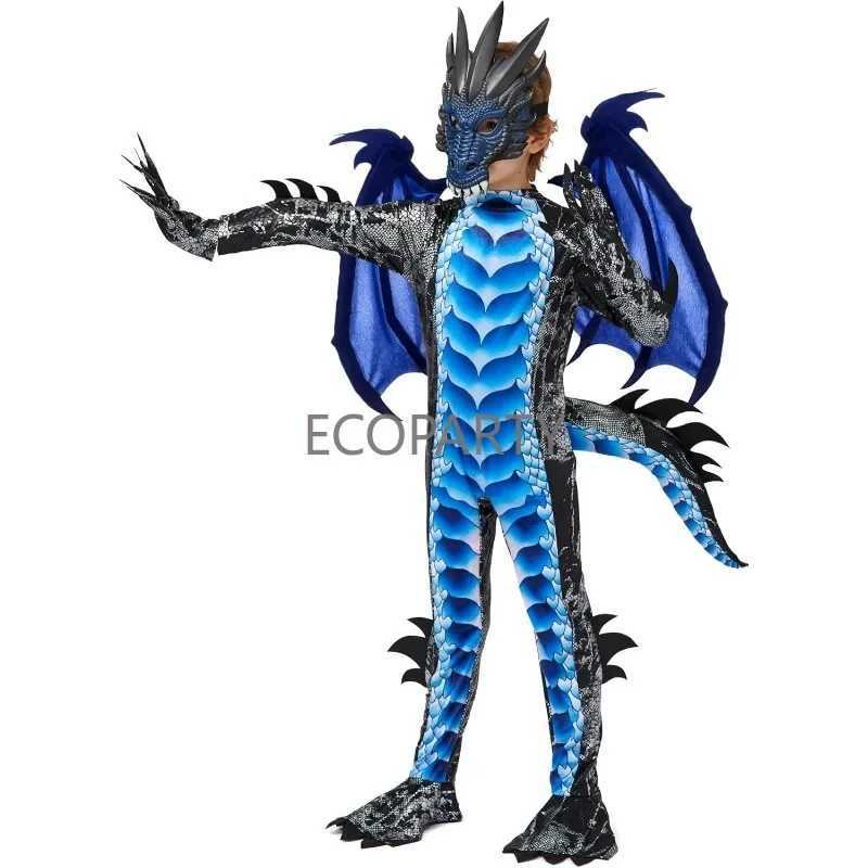 Kids Halloween Dragon Costume Boys Dragon Wings Tail and Mask Set for Children Cosplay Carnival Party Dress Up W250117