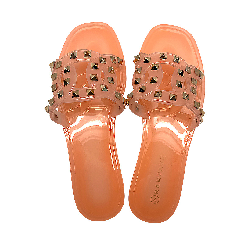 2025 S Fashion Designer Free Shipping Designer Slippers Fashionable New Outdoor Women S Scuffs Summer Beach Rivet Flat Sandals Black
