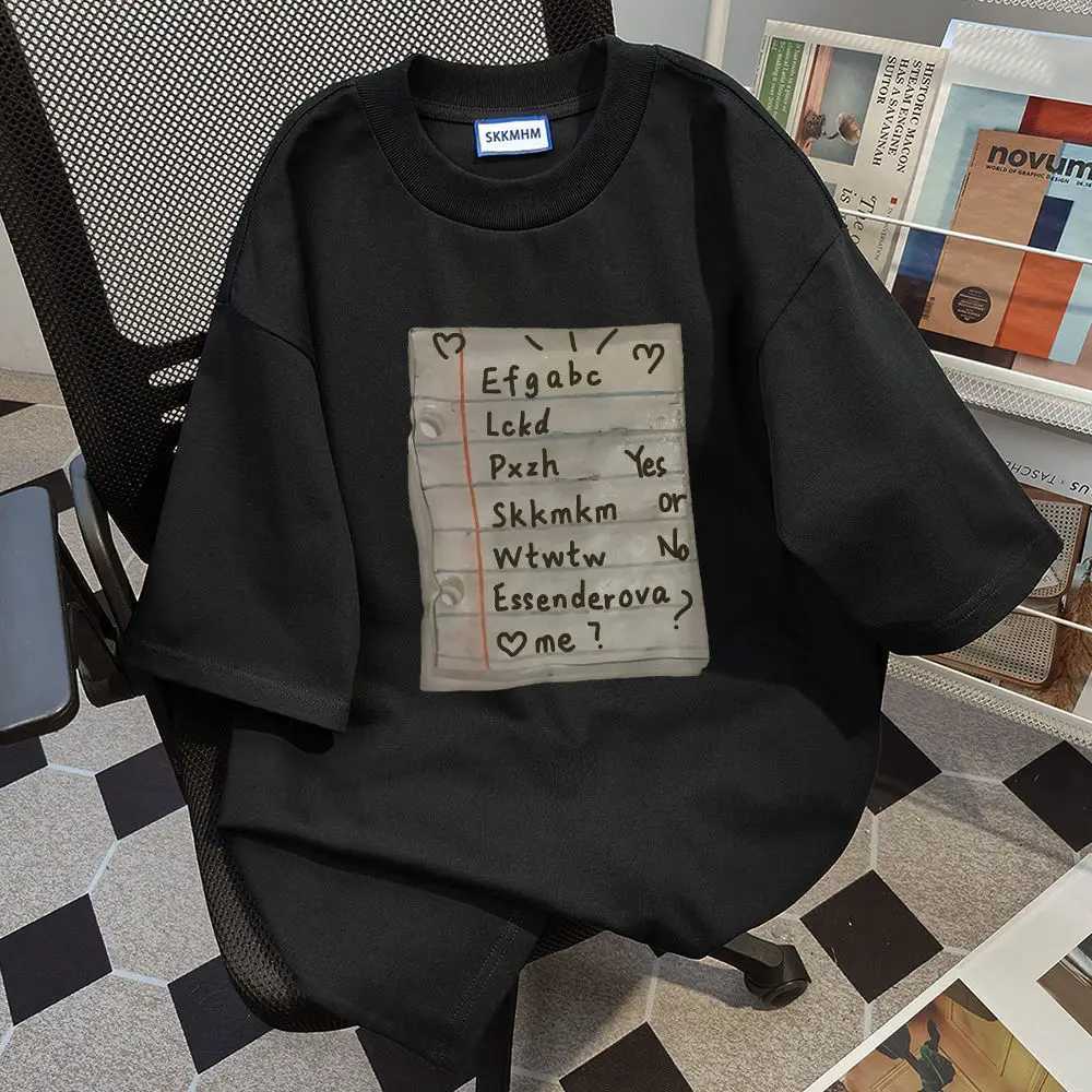 American hip-hop high street men and women trendy personality book print round neck short sleeved couple loose Harajuku top y2k W250117
