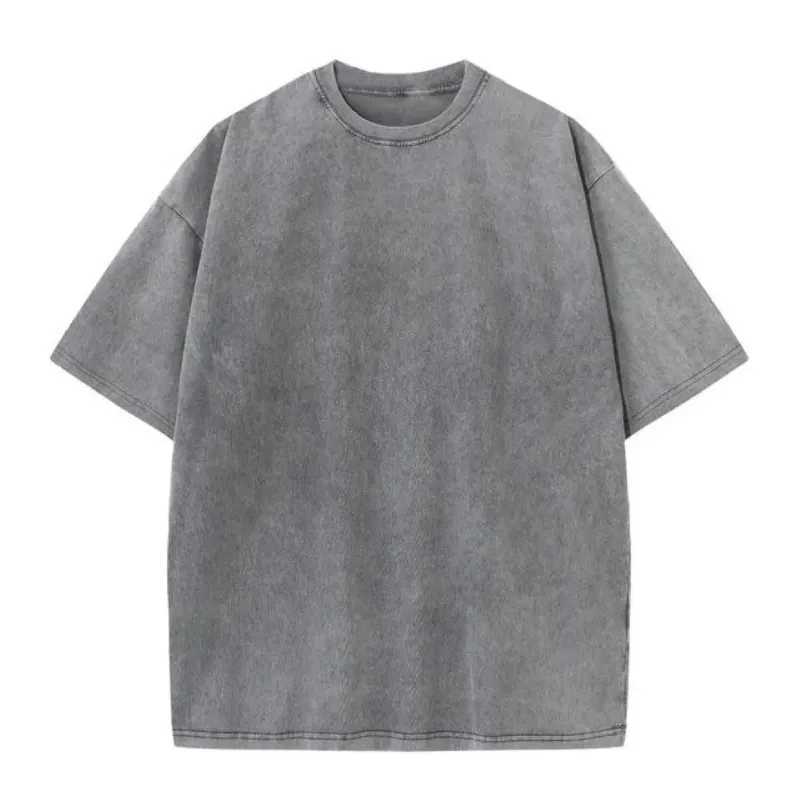 230G Cotton Retro T-shirt Drop-shoulder Sleeve Men Women Vintage Short-sleeve T Shirts Solid Color Hip Hop Loose Tees W250117
