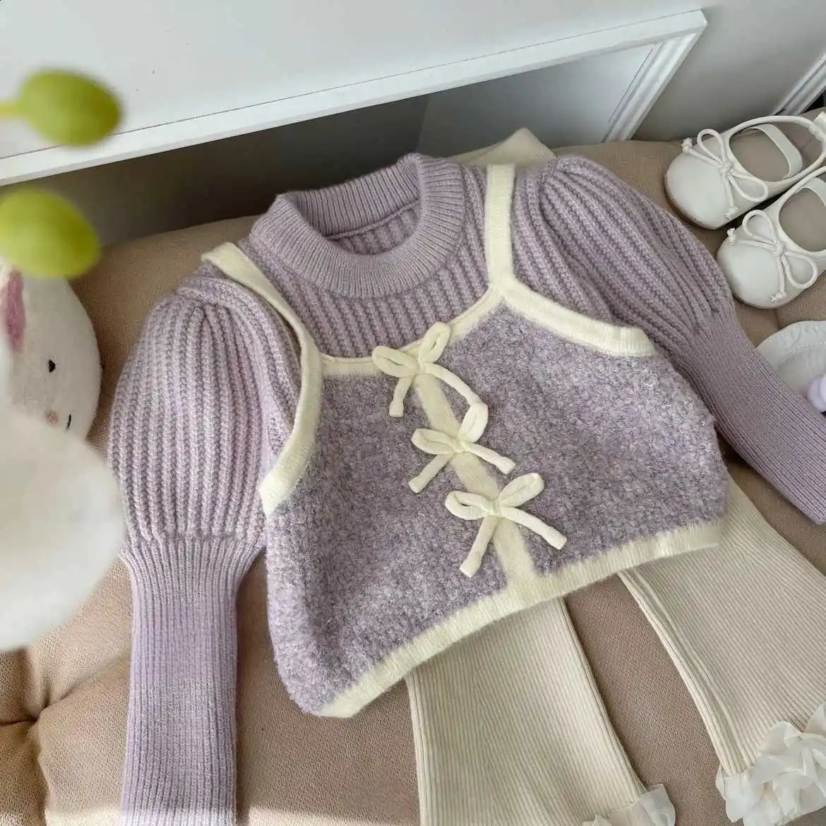 Girls Baby Winter Clothing Set One Piece Knitted SweatersFashion Kids Children Birthday Princess Clothes 250117
