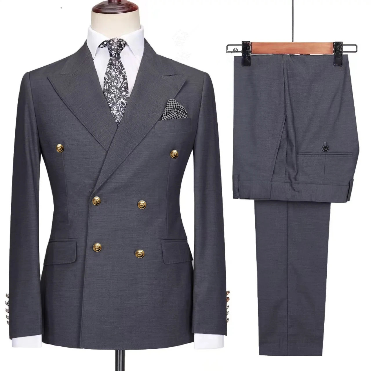 2023 Fashion Mens Leisure Boutique Business Banquet Solid Color Wedding Double Breasted Slim Fit Suit Blazers Jacket Pants 250121