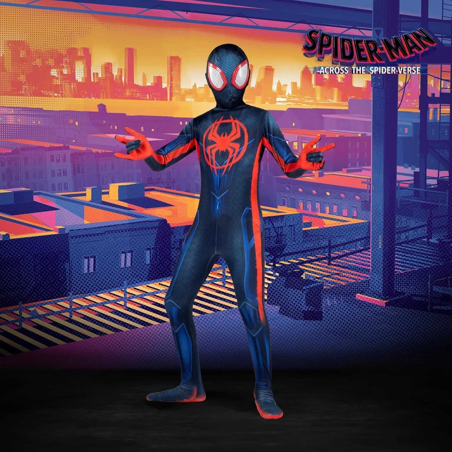 Miles Morales Spider-Man Official Youth Deluxe Costume Cosplay Bodysuit Jumpsuit Halloween Costumes for Adult W250117