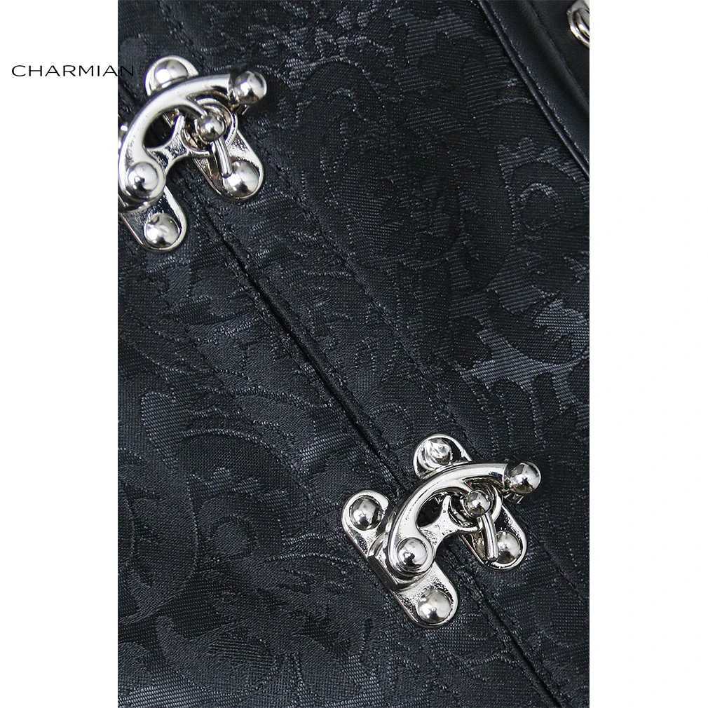 Charmian Steampunk Leather Corset Womens Vintage Plus Size Spiral Steel Boned PVC Corset Underbust Waist Trainer Goth Bustiers W250120