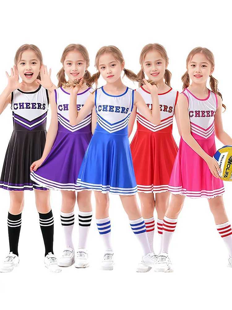 3 pieces of summer childrens tank top cheerleading set letter printed slim fit dress floral sports set role-playing set gif W250117