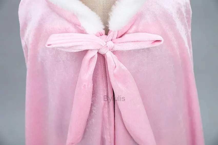 Girl Cinderella Rapunzel Coat Princess Anna Aurora Velvet Cosplay Costume Fancy Fairy Cinderella Long Cloak Hooded Corduroy Cape W250117