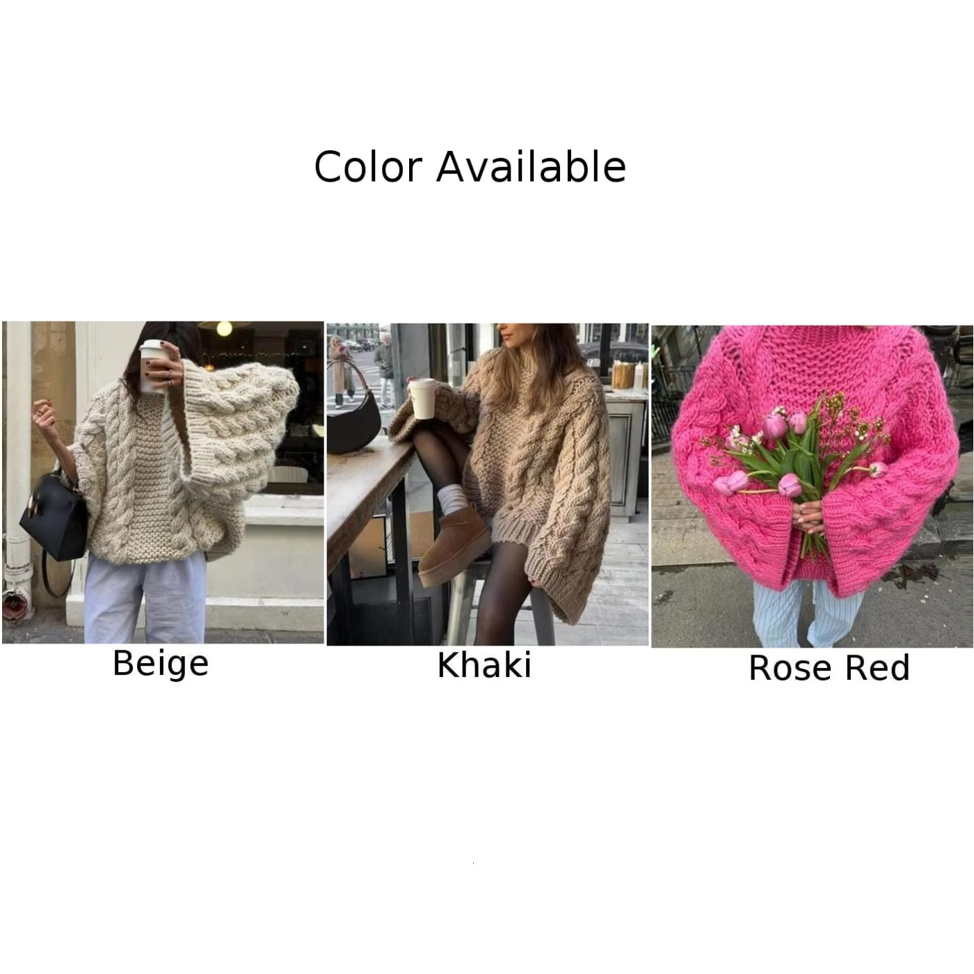 Autumn Winter Warm Fried Dough Twists Long Sleeve Knit Thermal Sweater Fashion Top Women Clothing