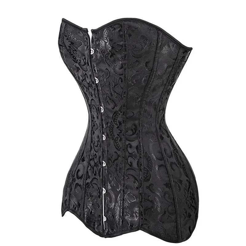 Womens Hourglass Longline Overbust Corset Top Steel Boned On Torso Bustier Vintage Jacquard Steampunk Corset W250120