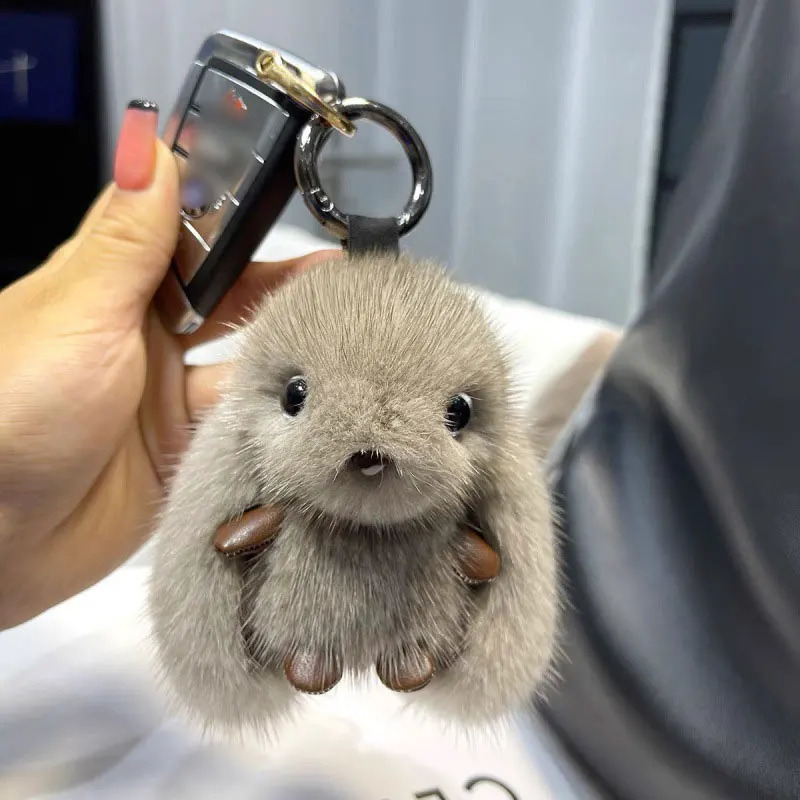 Cute Girl Toy Plush Rabbit Faux Mink Car Keychain Toys Pendant Doll Bag Decoration Keyring Dolls Birthday Gift 250121