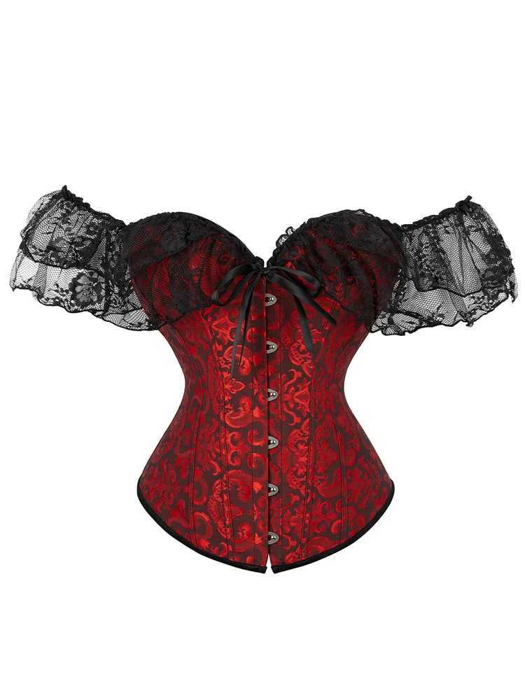 Vintage Corset Women Lace Flounce Slim Waist Fishbone Bandage Bustiers for Wedding Party Dress Shaping Top Harajuku W250120