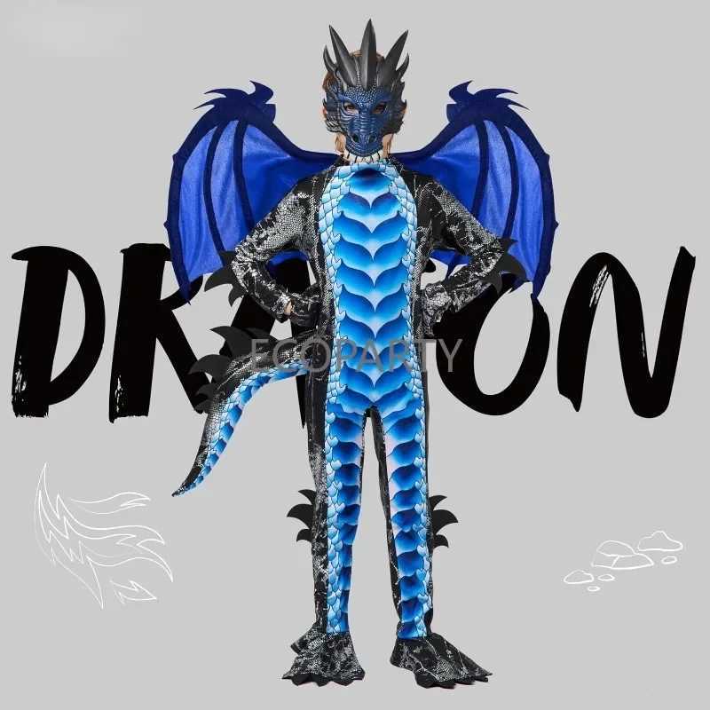 Kids Halloween Dragon Costume Boys Dragon Wings Tail and Mask Set for Children Cosplay Carnival Party Dress Up W250117
