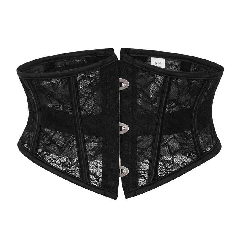 BurVogue Womens 14 Spiral Steel Boned Satin Underbust Waist Training Lace Corset Underbust Corset Sexy Lace Up Bustiers Corset W250120