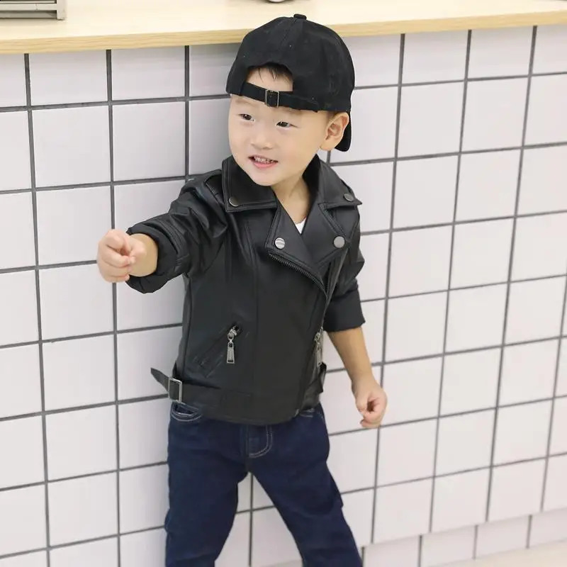 quliaty Girls Boys PU Jackets Kids Baby Leather Jacket Spring Autumn Coat Children Clothes Overcoats 2-10T 250113