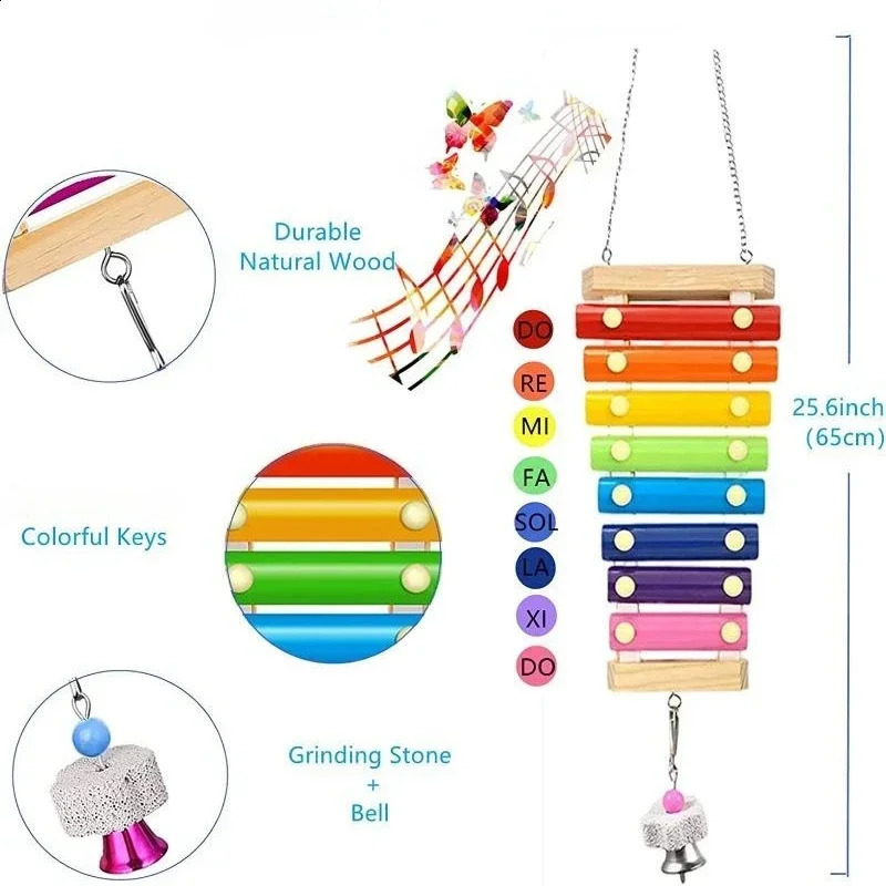 Colorful Bird Xylophone Toy Parrots Chicken Toys Bird Cage Toy Accessories Parakeets and Parrots Toys 250121