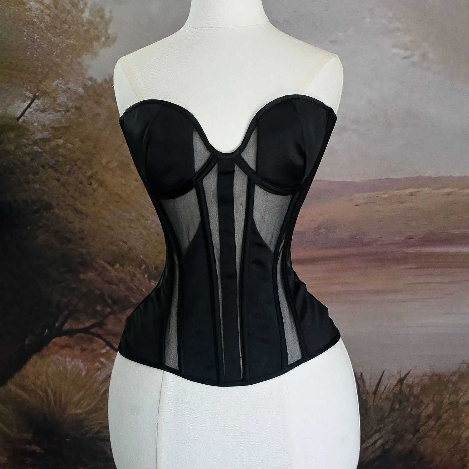 Fashion Womens Deep V Longline Lace Bustier Bra Lace Up Party Corset W250120