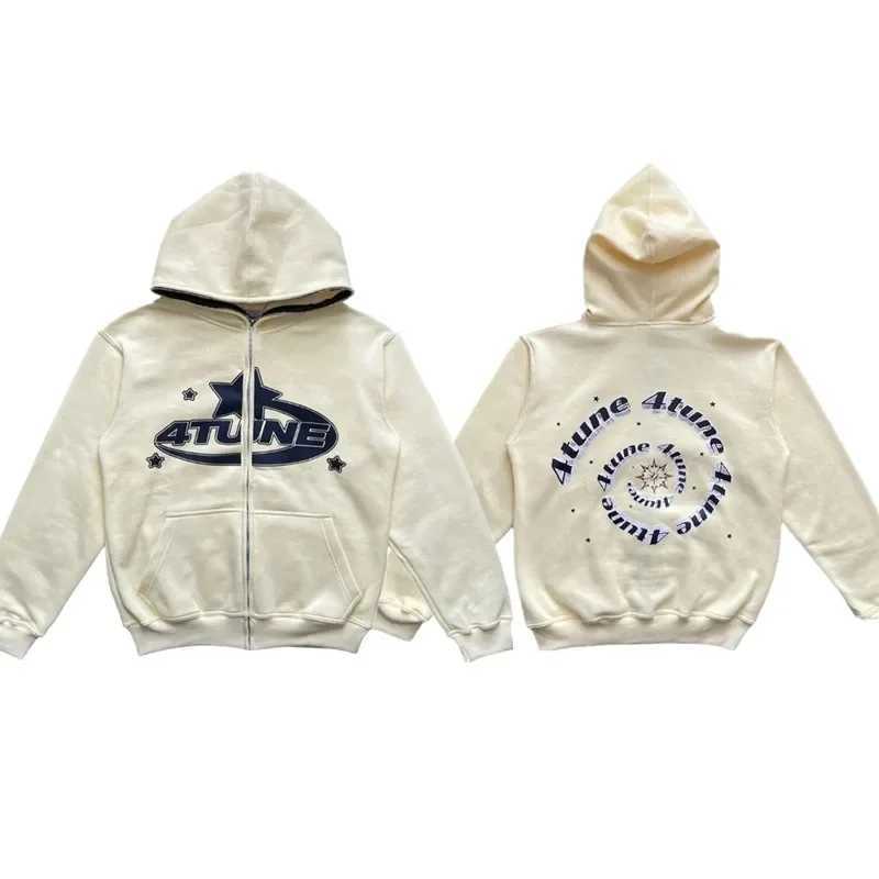 Star Letter Print Mens Hoodie Retro Zipper Long Sleeve Loose Jacket Coats Harajuku Casual Gothic Hoodie Sweatshirt Y2K Street Clothing W250117