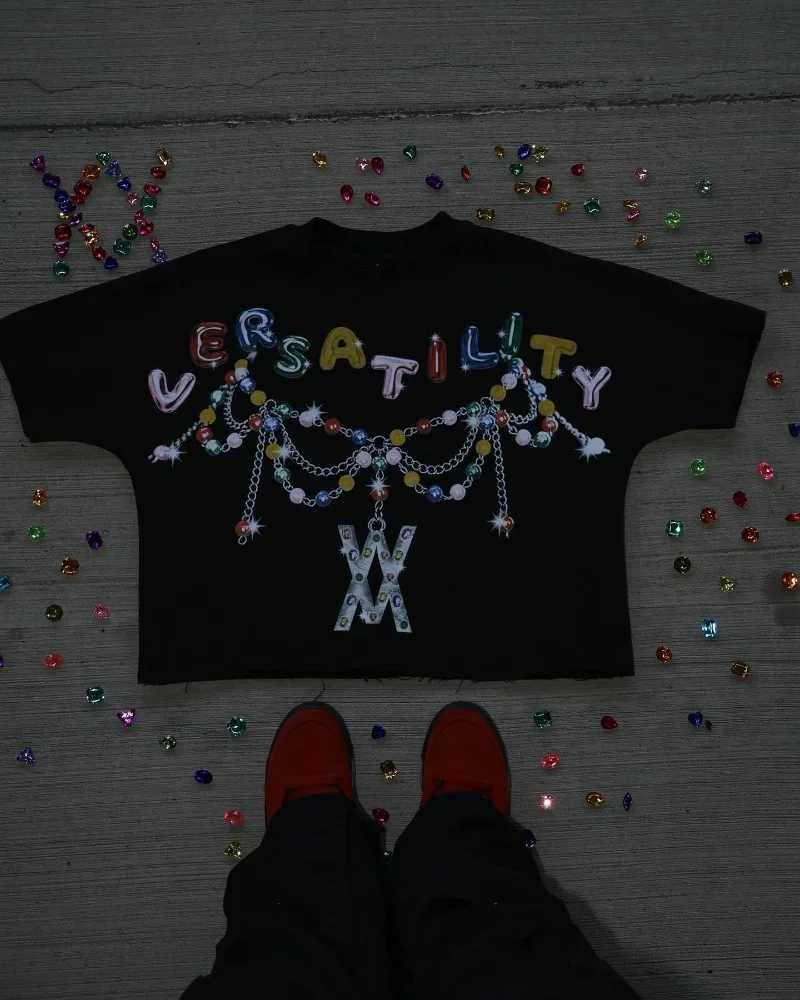 Y2k Street retro design sense letter print short-sleeved T-shirt men new Gothic Harajuku fashion casual oversized shirt top W250117