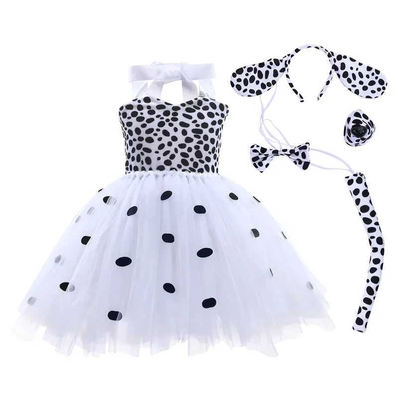 Dalmatian Dog Tutu Dress LED Light Baby Girl Spotted Animal Halloween Costume Preschool Puppy Dress Childrens Clothing 10T W250117