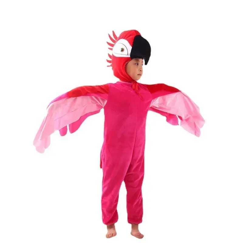 Adult Children Cartoon Animal Parrot Performance Clothing Red Gold Dance Costume Cosplay Props W250117