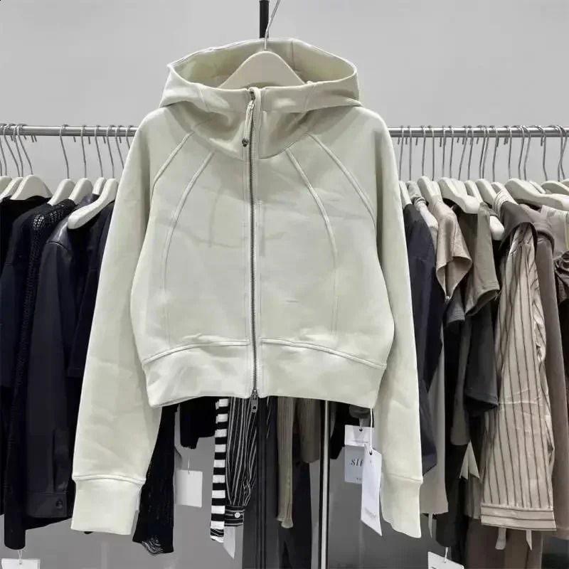 Womens Yoga Wear Solid Color Hoodie Korean Version 2000 Version Casual Versatile Loose Zipper Short Womens Long Sleeve Jacket 250109